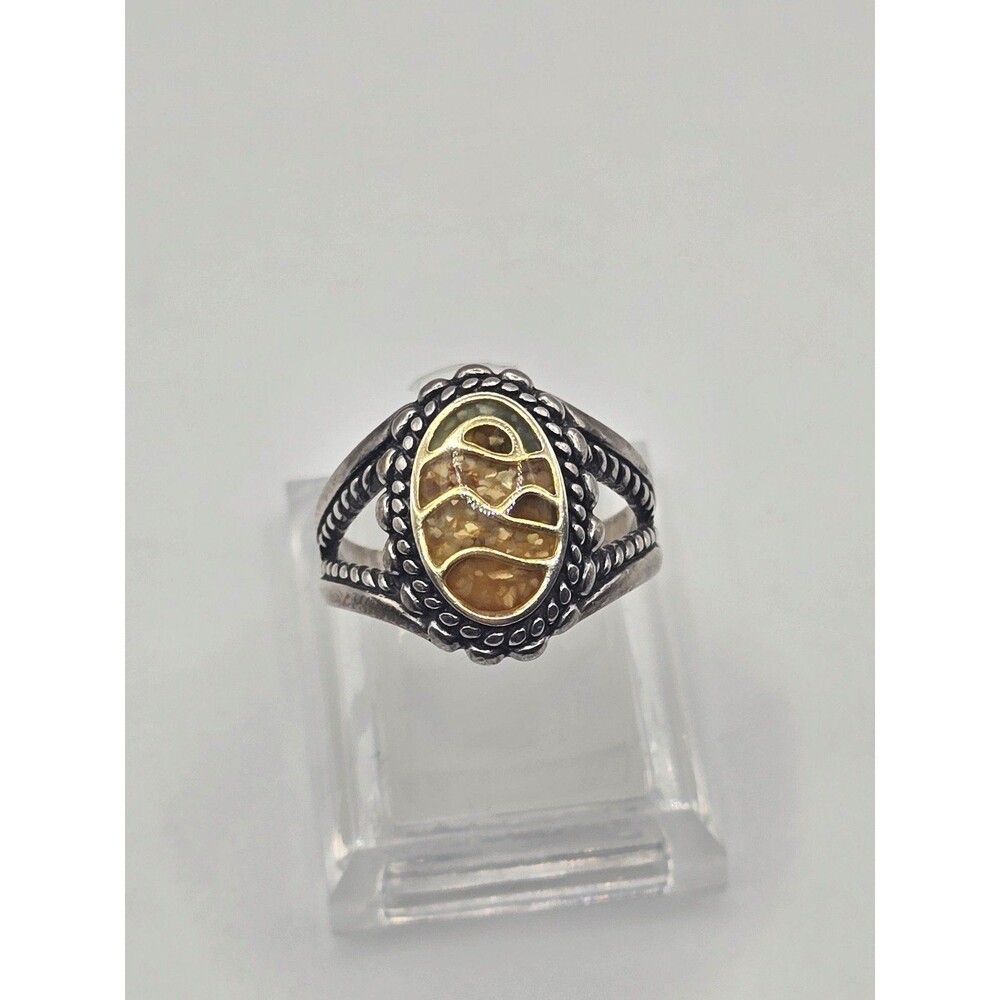 Carolyn Pollack Relios Mountain Scene Sterling Silver Mosaic Ring Size 7.75